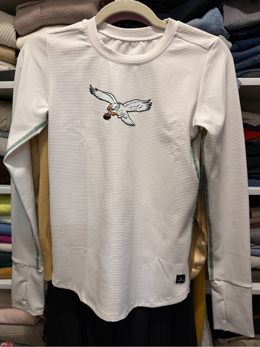 White Long-Sleeve Women’s Tee with Eagle  Graphic